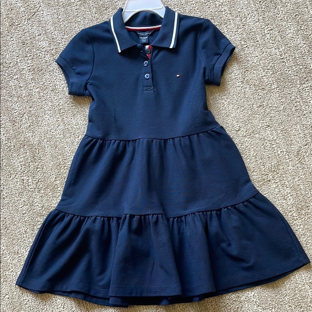 Tommy Hilfiger Kids Blue Tiered Polo Dress